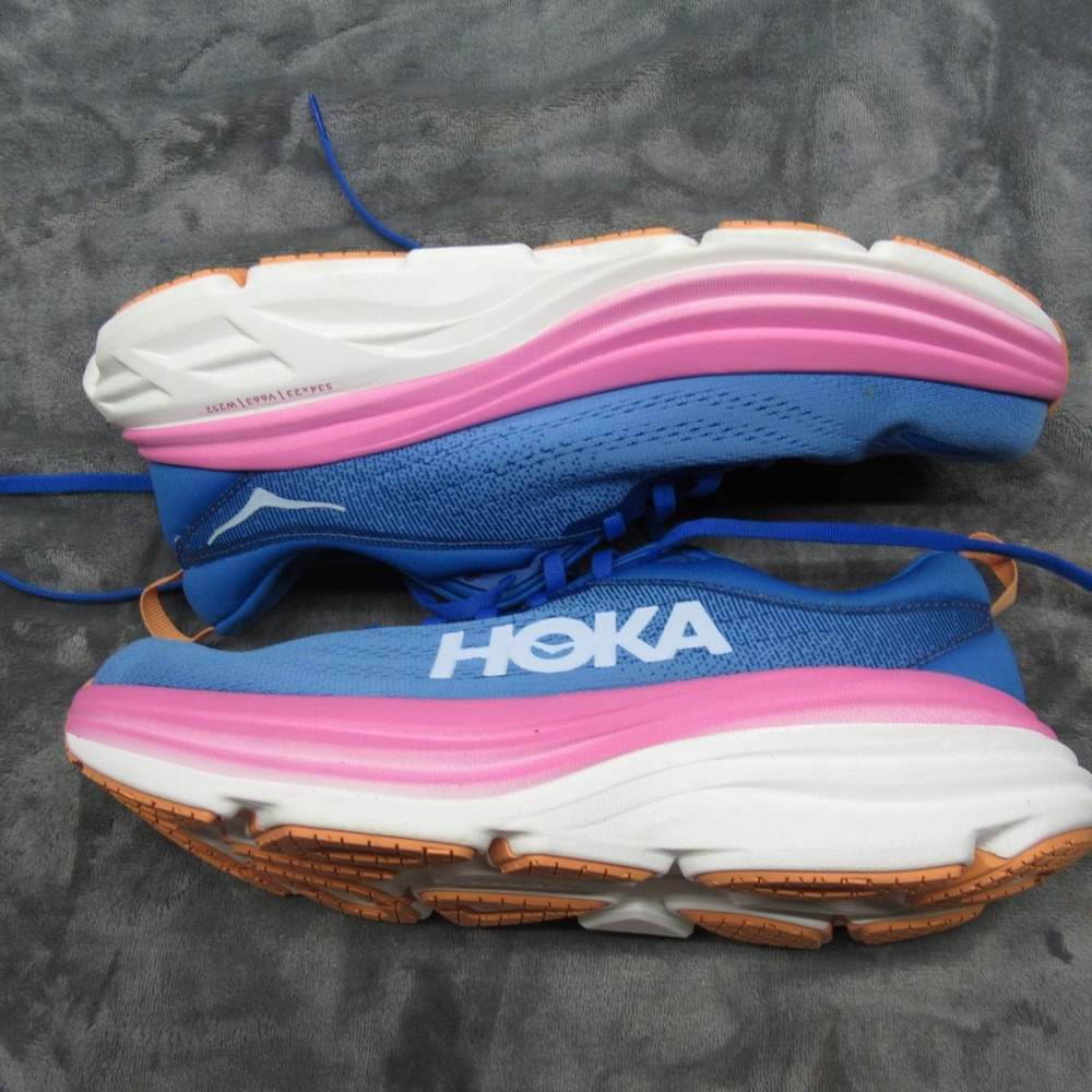 Hoka Womens 9/9.5B Running Shoes  Blue Bondi 8 Chunky Lightweight Mismatch READ - Picture 8 of 16